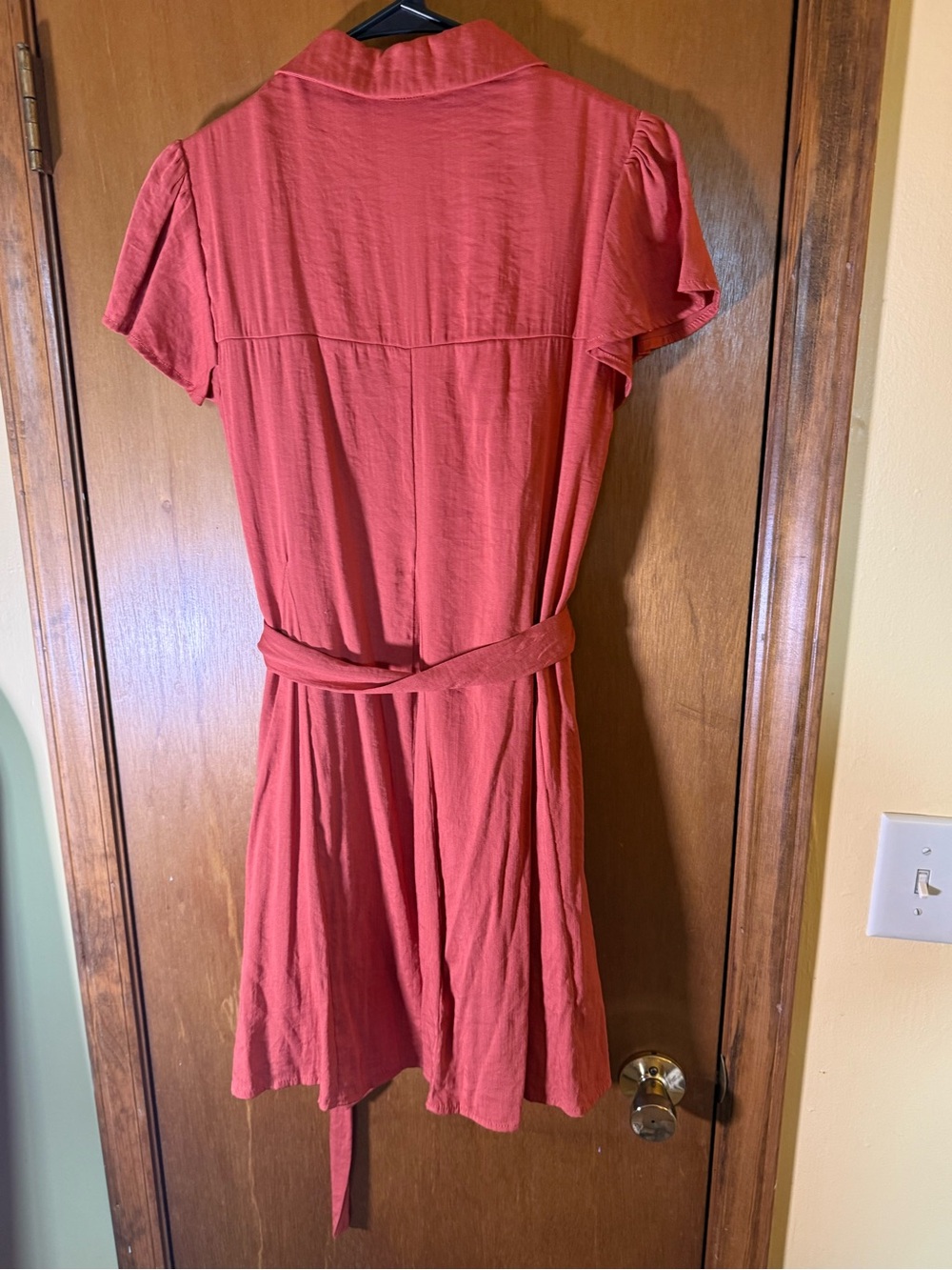 Lulu's Rust-Pink Button-Front Belted Mini Dress - Picture 5 of 6
